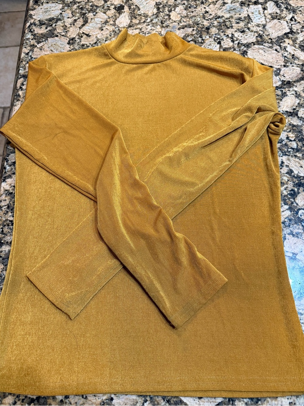 Women's Mock Neck Long Sleeve Top - Mustard